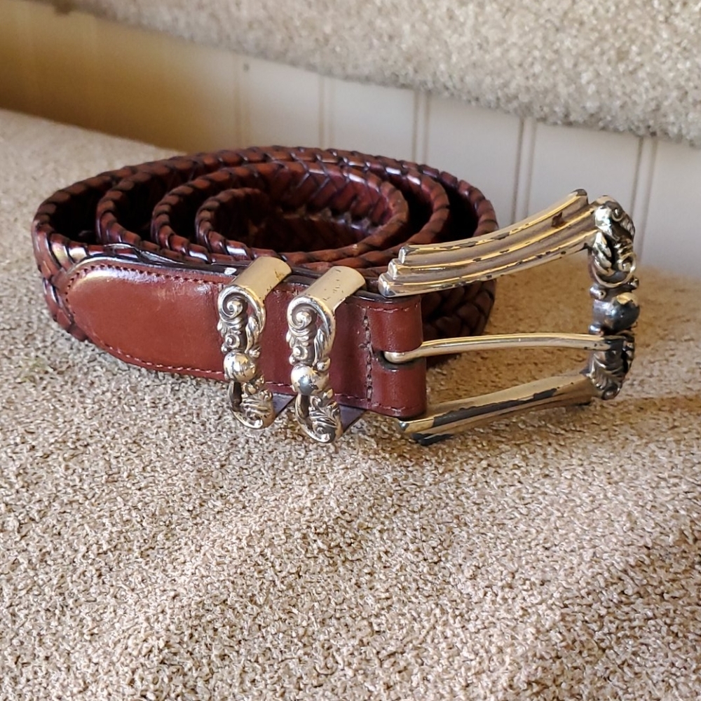 Brighton braided belt size 32 Large brown leather - Picture 1 of 6